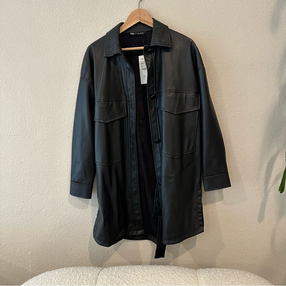 Zara faux leather trench NWT